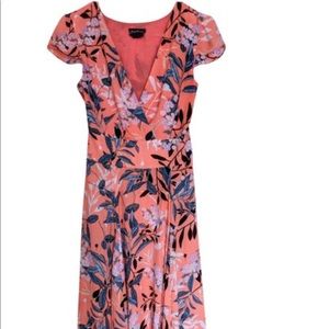 Coral Floral Print Maxi Dress